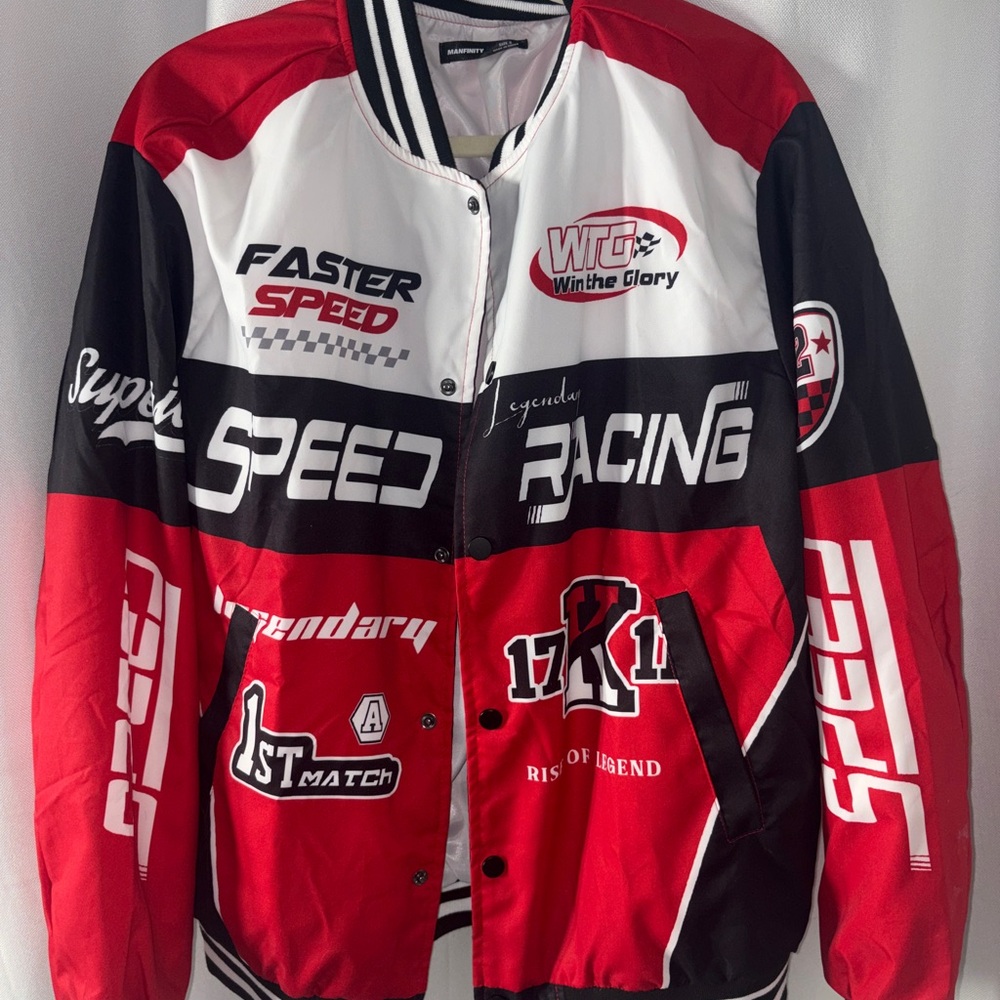 SHEIN Red and Black Racing Jacket